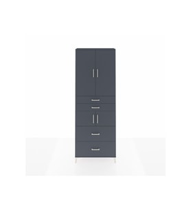 Arges Dolap 4 Raflı 4 Çekmeceli 4 Kapaklı 88x30x243 Antrasit-Antrasit