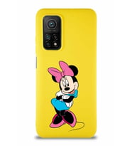 Xiaomi Mi 10T Pro Soft Premier Kapak Minnie Mouse-D Tasarımlı Silikon Kılıf - Sarı (Şeffaf)