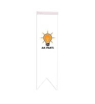 Masa Üstü Kırlangıç Ak Parti Bayrağı - 8x30cm Çift Taraflı Saten Kumaş
