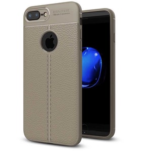 Apple iPhone 8 Plus Kılıf Esnek Pu-Deri Leather-Pu Serisi Protected Case (Gri)