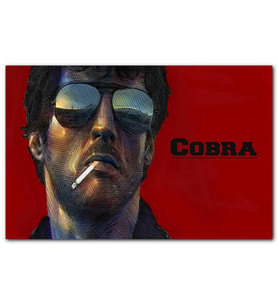 Cakatablo Cobra Sylvester Stallone Kırmızı Arkaplan MDF Tablo
