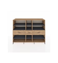 Kronos Dolap 9 Raflı 3 Çekmeceli  220x59x163 Çam-Antrasit/Çam