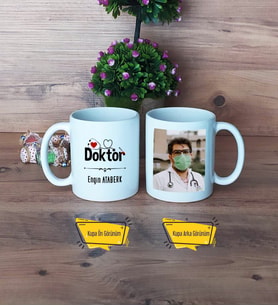 Doktor Kupa Bardak Beyaz Fotoğraflı Tıp Bayramı Hediyesi Doktora Hediye