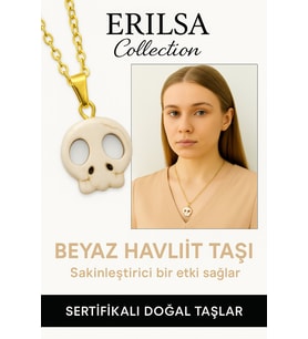 Sertifikalı Altın Renkli İskelet Beyaz Havlit Kolye – Sakinlik, Güç ve Tarzın Cesur Yansıması (Çok Renkli)