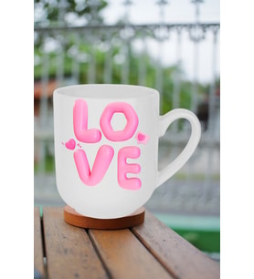 Love Baskılı Hediye İçi Beyaz Lüx Kupa Bardak Porselen Çay Kahve Fincanı