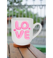 Love Baskılı Hediye İçi Beyaz Lüx Kupa Bardak Porselen Çay Kahve Fincanı