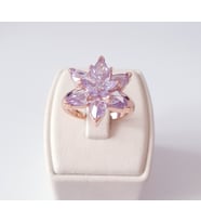 LOTUS ÇİÇEĞİ BAYAN GÜMÜŞ YÜZÜK (Lila)