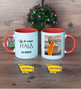 Halaya Hediye Kupa Bardak Turuncu Fotoğraflı Halaya Doğum Günü Hediyesi
