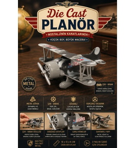 Die-Cast Metal Çek Bırak Oyuncak Savaş Uçağı 15 cm Kamuflaj Desenli