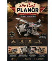 Die-Cast Metal Çek Bırak Oyuncak Savaş Uçağı 15 cm Kamuflaj Desenli