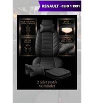 renault clio 1 1991 Koltuk ve Kılıf uyumlu Lüks Siyah Yastık Minder 2 Minder 2 Yastık