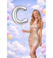 100 cm Gümüş (Silver) C Harfi Helyumlu Folyo Balon