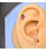 Gümüş Renkli Cerrahi Çelik Pembe Çilek Piercing Helix Lob Kıkırdak Tragus (Çok Renkli)