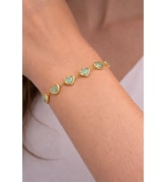 Kadın Gold Renk Zirkon Taşlı Bileklik 18CM (Mavi)
