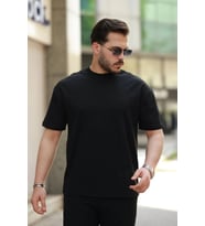 Erkek Kısa Kollu Basic Oversize Tshirt (Siyah)