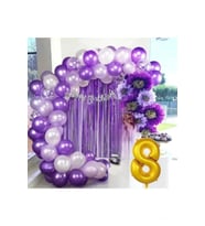 8 YAŞ LÜX MOR LİLA BALON ZİNCİR SET DOĞUM GÜNÜ PARTİ SETİ SÜSÜ