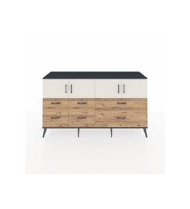 Kronos Konsol 4 Raflı 6 Çekmeceli 4 Kapaklı 176x59x99 Antrasit-Aytaşı/Çam