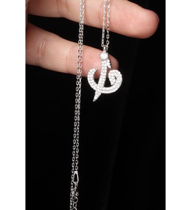 Elif Vav Kolye Zirkon Taşlı 925 Ayar Gümüş Kolye (Silver)