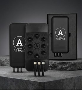 Kişiye Özel Baskılı 10000mAh Wi-Fi Kablosuz Powerbank  Vakumlu, Micro USB, Type-C, Hızlı Şarj, LED Işık, Rubber Gövde