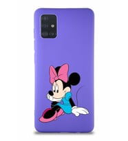 Samsung Galaxy M31S Soft Premier Kapak Minnie Mouse-E Tasarımlı Silikon Kılıf - Mor (Şeffaf)