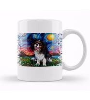 Tri Color Cavalier King Charles Spaniel Night 01 Kupa Bardak Porselen