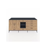 Kronos Konsol 4 Raflı 7 Çekmeceli 2 Kapaklı 220x59x99 Antrasit-Çam/Çam