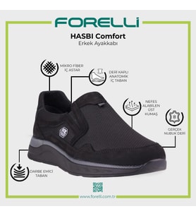 Forelli Hasbı 46005 Erkek Comfort Ayakkabı - Siyah Nubuk