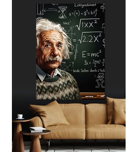 Albert Einstein Beyin Çizimi Dekoratif Kanvas - Mdf Ahşap Tablo
