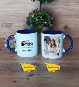 Hemşireler Günü Tıp Bayramı Hediyesi Hemşire Kupa Bardak Lacivert Fotoğraflı