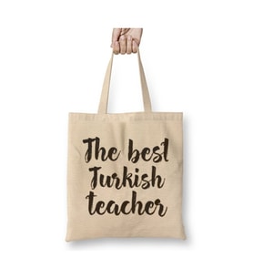 Türkçe Öğretmeni Öğretmenler Günü Beyaz Bez Çanta Öğretmene Hediye