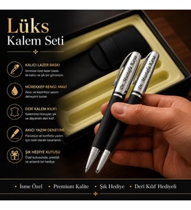 Hemen Kargo Kişiye Özel Lüks Kutulu Metal Kalem Seti -  Roller Kalem & Çevirmeli Kalem