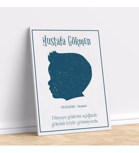 Kişiye Özel Gökyüzü Yıldız Haritası Kanvas Tablo