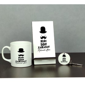 Benim Babam Kahraman Üçlü Set (Kupa + Telefon Standı + Anahtarlık)
