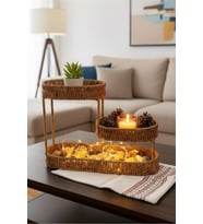 Hasır 700777 3 Katlı Oval Organizer Meyvelik Dekor Sepeti Düzenleyici