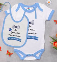 BK Kids Sünnet Tasarımlı Mavi Bebek Body Zıbın ve Mama Önlüğü Hediye Seti-2