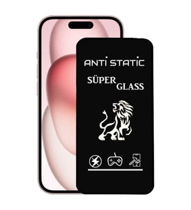 Apple iPhone 15 Uyumlu Anti Static Toz Tutmayan Çerçeveli Ekran Koruyucu Cam