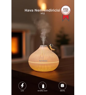 Torima Hava Nemlendiricisi Buhar Makinesi Gece Lambalı Ultrasonik H12 Beyaz