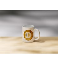 Dogecoin D Harfli Logo İllüstrasyonu Çift Taraflı Baskılı Porselen Kupa Bardak