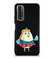 Huawei Y7A Soft Premier Kapak Bayan Puff Tasarımlı Silikon Kılıf - Siyah (Şeffaf)