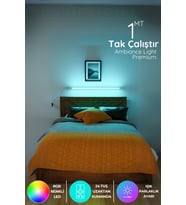 Şerit LED Yatak Tv Üstü Led Lambader Işık Uzaktan Kumandalı Renk Animasyon Yapışkanlı Bedlightbe