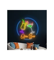 Open Bar Yazılı ve Şekilli Neon Tabela
