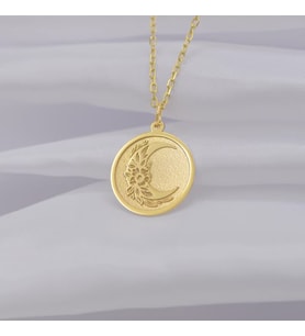 Kişiye Özel 925 Ayar Gümüş Minimalist Tasarım Hilal Kolye (Gold)