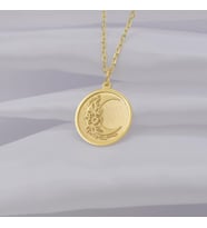 Kişiye Özel 925 Ayar Gümüş Minimalist Tasarım Hilal Kolye (Gold)