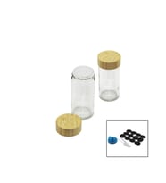 12 PCS TAKIM YUVARLAK CAM BAHARATLIK - TUZLUK BAMBU KAPAKLI (5343)