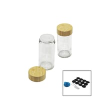 12 PCS TAKIM YUVARLAK CAM BAHARATLIK - TUZLUK BAMBU KAPAKLI (5343)