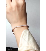 Baget Bileklik Dikdörtgen 925 Ayar Pırlanta Görünümlü Gümüş Silver Zincir Bileklik (Rose)