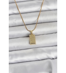 316L Çelik Zincir Gold Renk Külçe Altın Model Kadın Kolye