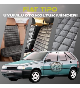 Fiat Tipo Antrasit Renk Tay Tüyü Cepli & Terletmez Sırtlı Oto Koltuk Minder Seti - Koltuk Koruma Kılıfı (ÖN & ARKA TAM SET)