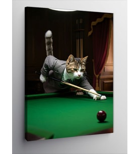 Kanvas Tablo Bilardo Oynayan Kedi