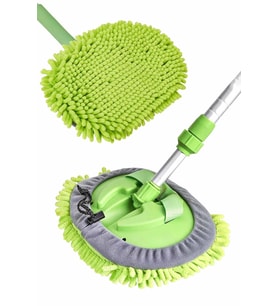 Mikrofiber Çok Fonksiyonlu Teleskopik Sopalı Oto Araba Yıkama Temizleme Fırçası Mopu, 2 Adet Mop Başlığı DG-1728 (Yeşil)